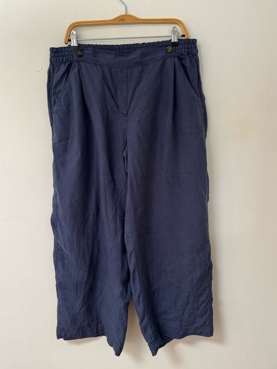 MAT DE MISAINE Pants - MAT DE MISAINE wide pull on linen pants navy size LARGE / 12
